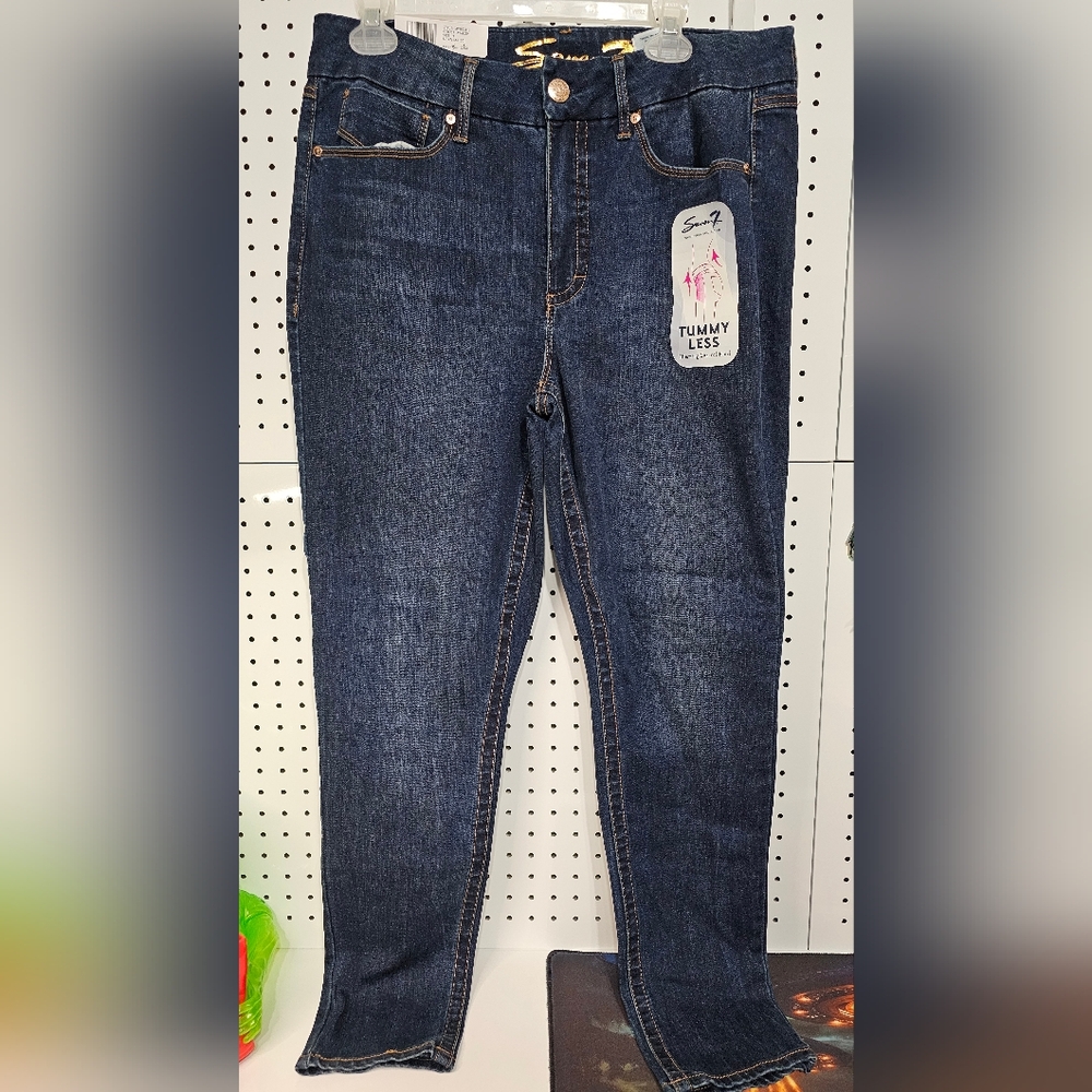 Seven7 Tummyless High Rise Skinny Jeans Dark Wash Avalon Size 14
